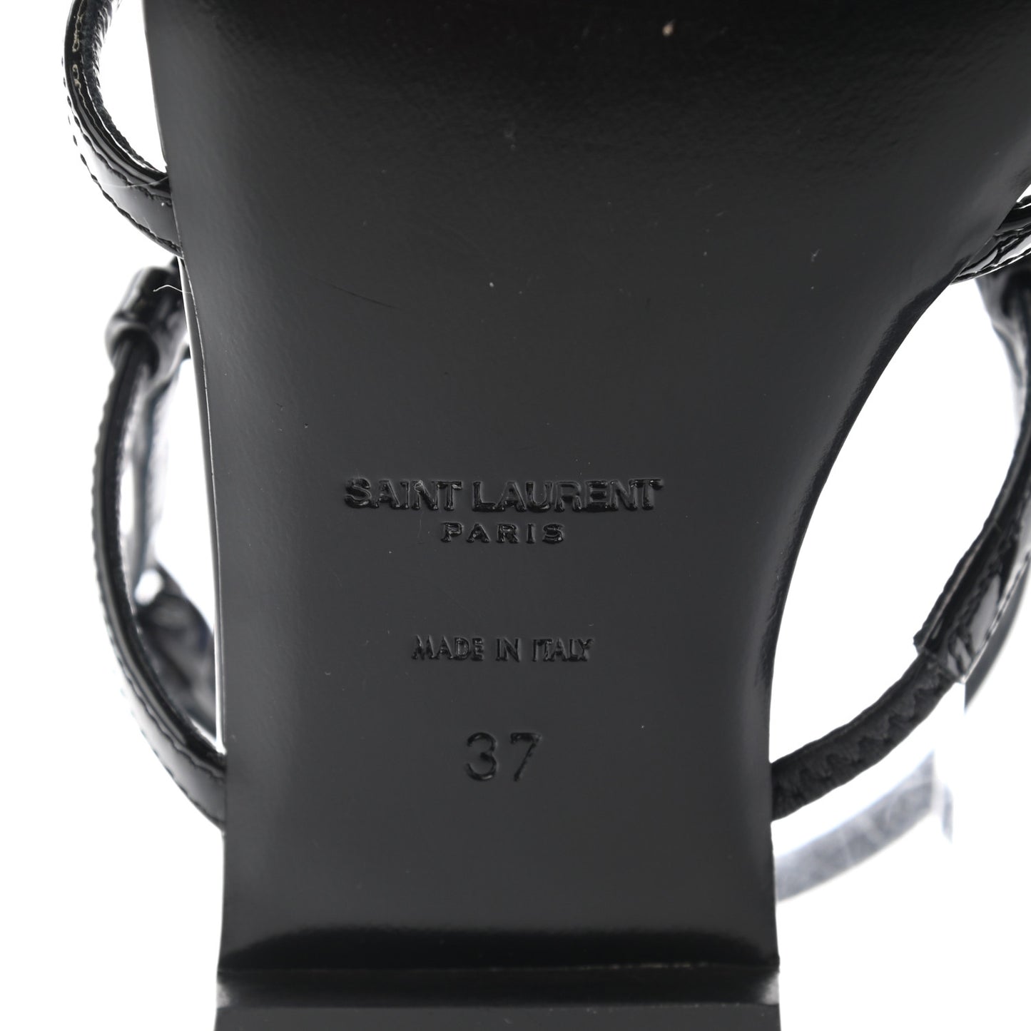 Patent Calfskin Cassandra Monogram Sandals 37 Black