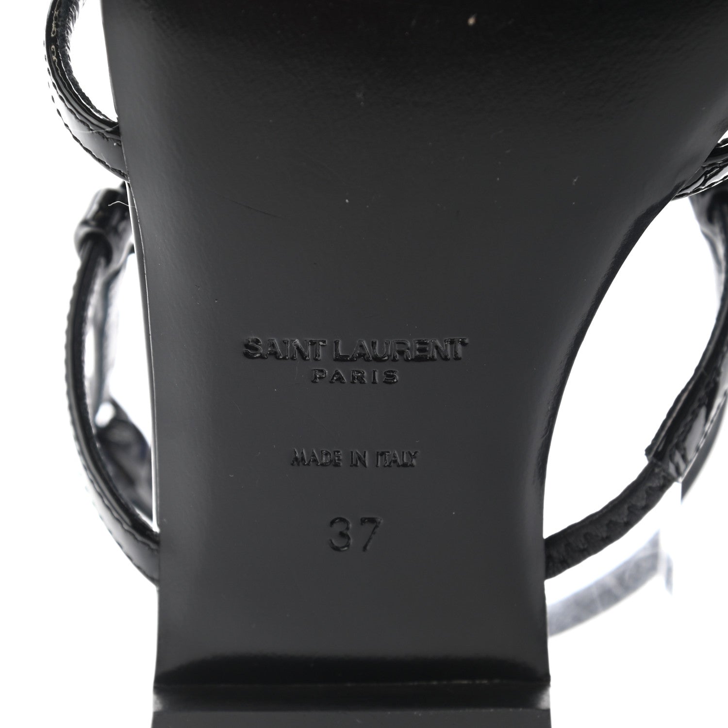 Saint Laurent Patent Calfskin Cassandra Monogram Sandals 37 Black 7 of 8