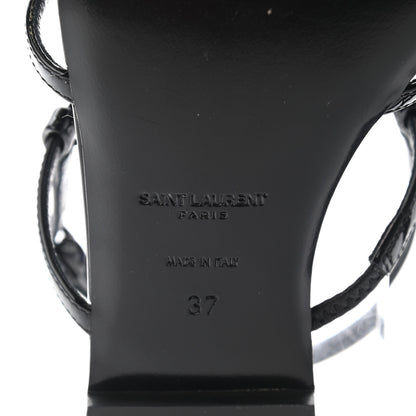 Saint Laurent Patent Calfskin Cassandra Monogram Sandals 37 Black 7 of 8