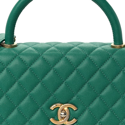 Chanel Caviar Quilted Small Coco Handle Flap Green 9 of 11