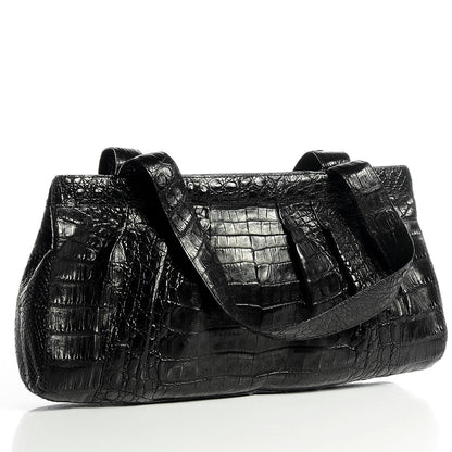 Nancy Gonzalez Crocodile Pleated Shoulder Bag Black 3 of 7