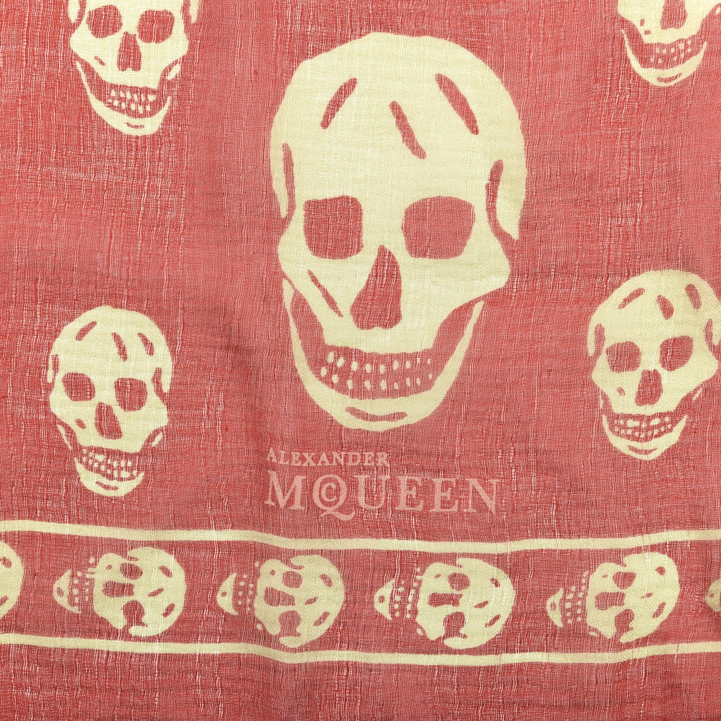Silk Chiffon Skull Scarf Red Ivory