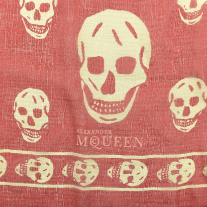 Alexander McQueen Silk Chiffon Skull Scarf Red Ivory 2 of 3