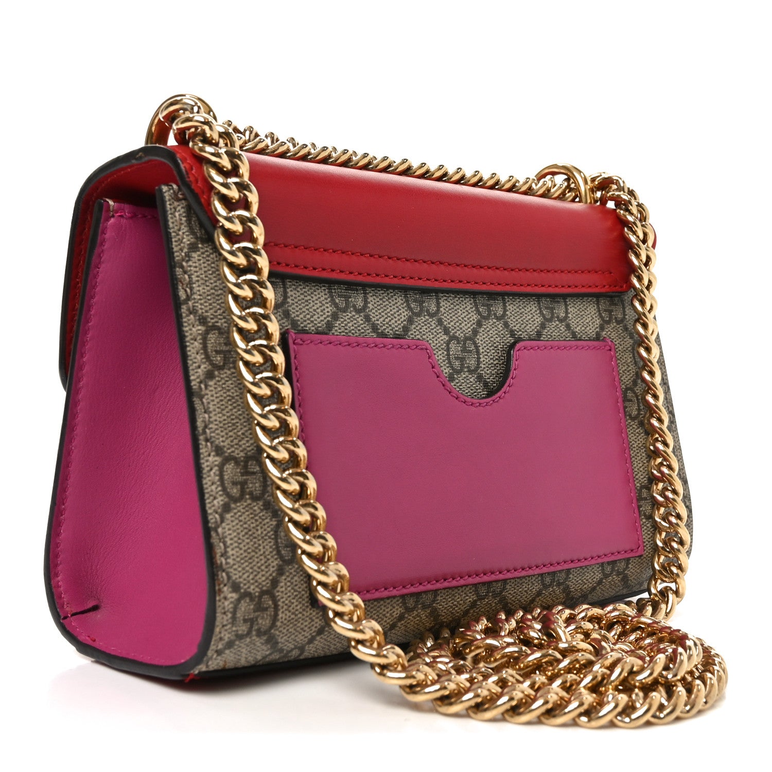 Gucci GG Supreme Monogram Calfskin Small Padlock Shoulder Bag Beige Hibiscus Red New Rosette 3 of 11