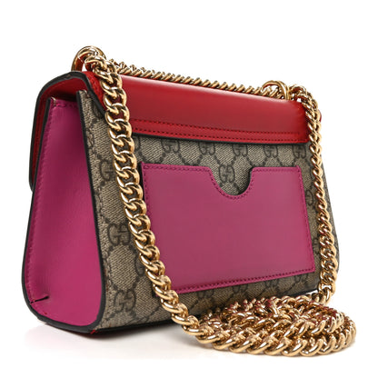 Gucci GG Supreme Monogram Calfskin Small Padlock Shoulder Bag Beige Hibiscus Red New Rosette 3 of 11