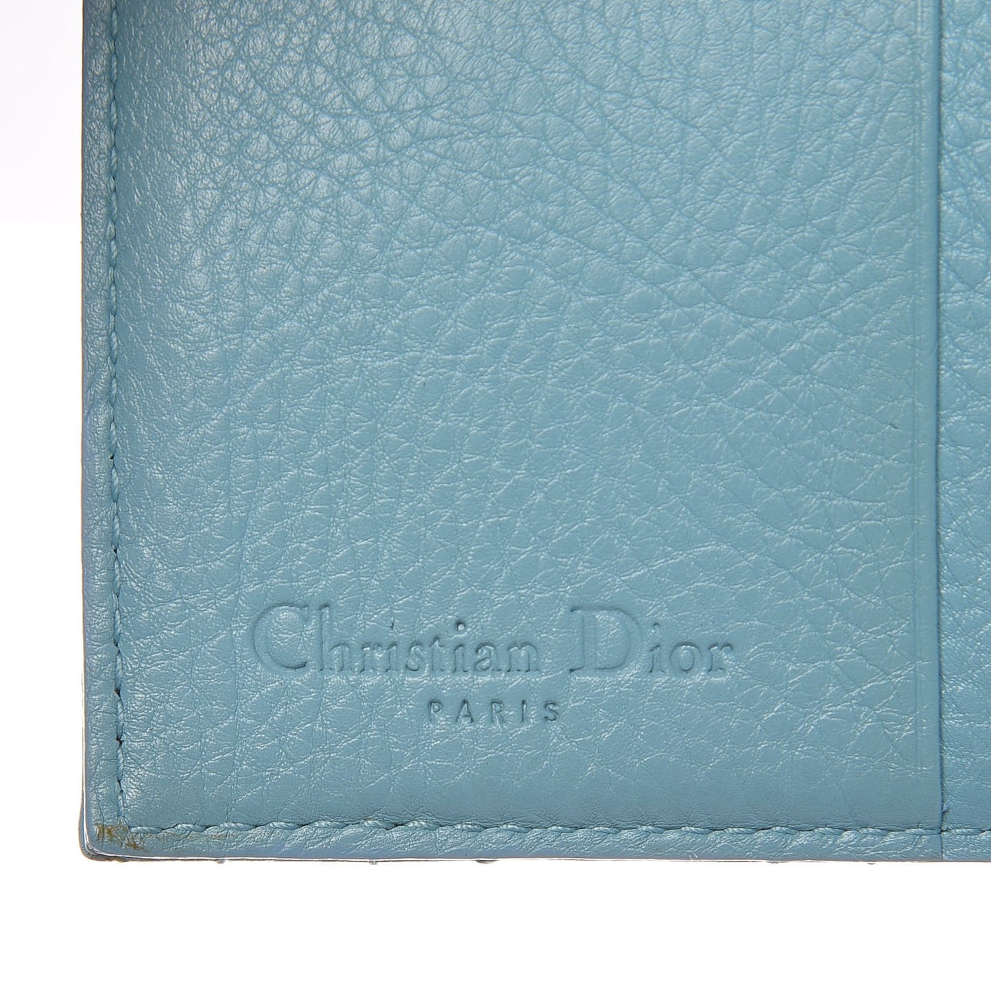 Grained Calfskin Cannage Lady Dior French Wallet Light Blue