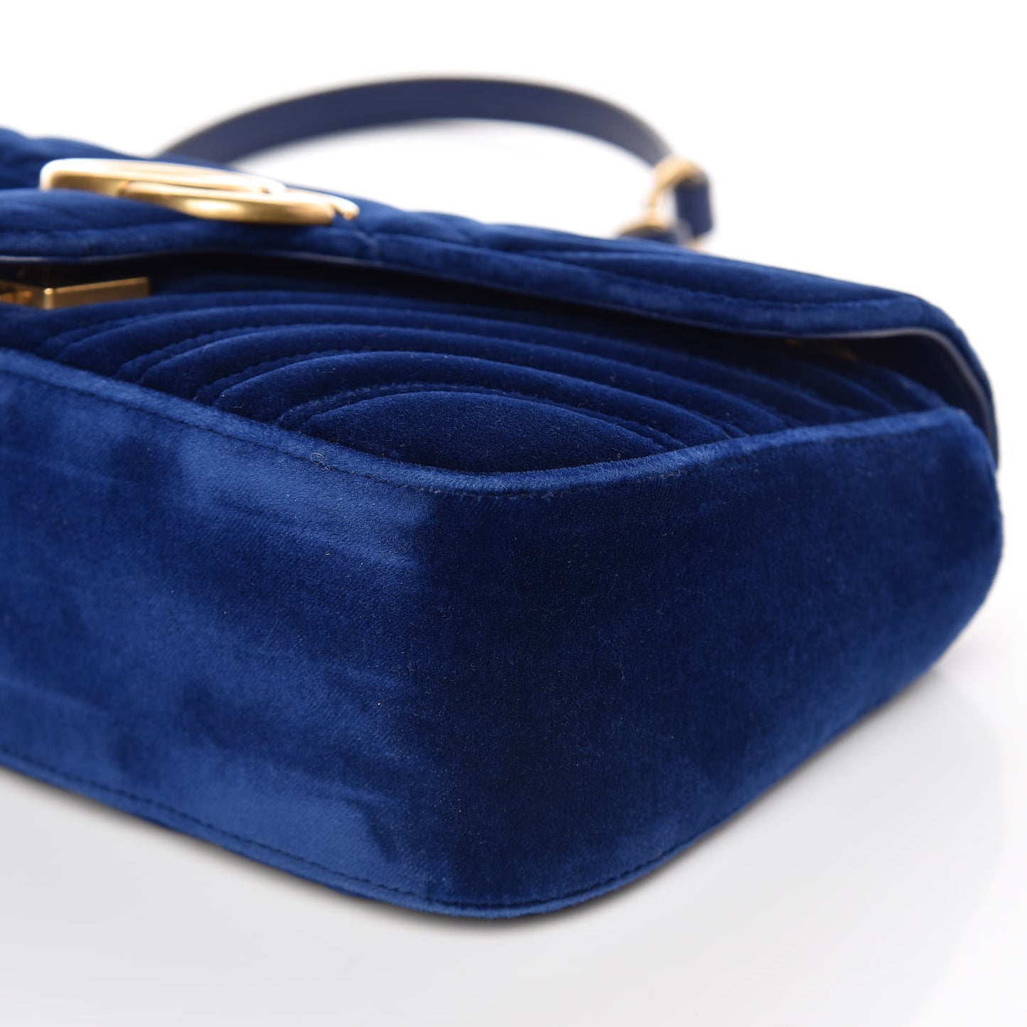 Velvet Matelasse Small GG Marmont Shoulder Bag Cobalt Blue
