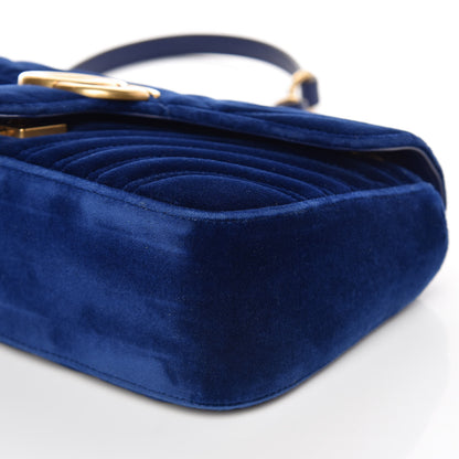 Gucci Velvet Matelasse Small GG Marmont Shoulder Bag Cobalt Blue 9 of 9