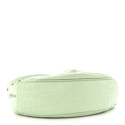 Balenciaga Extra Supple Calfskin Crocodile Embossed Le Cagole Shoulder Bag XS Light Green 4 of 11