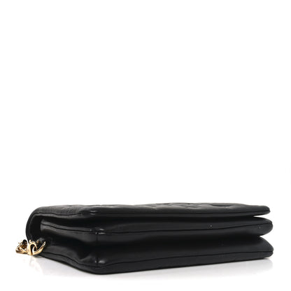 Louis Vuitton Lambskin Embossed Monogram Pochette Coussin Black 4 of 10