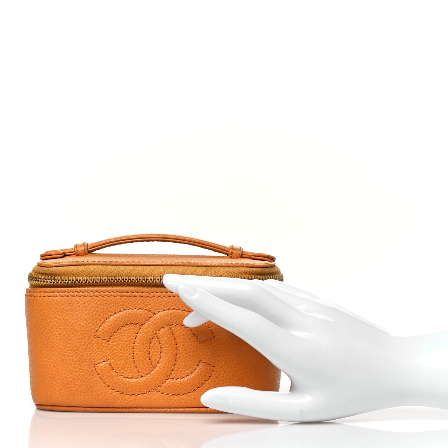Chanel Caviar Vanity Cosmetic Case Orange 2 of 12