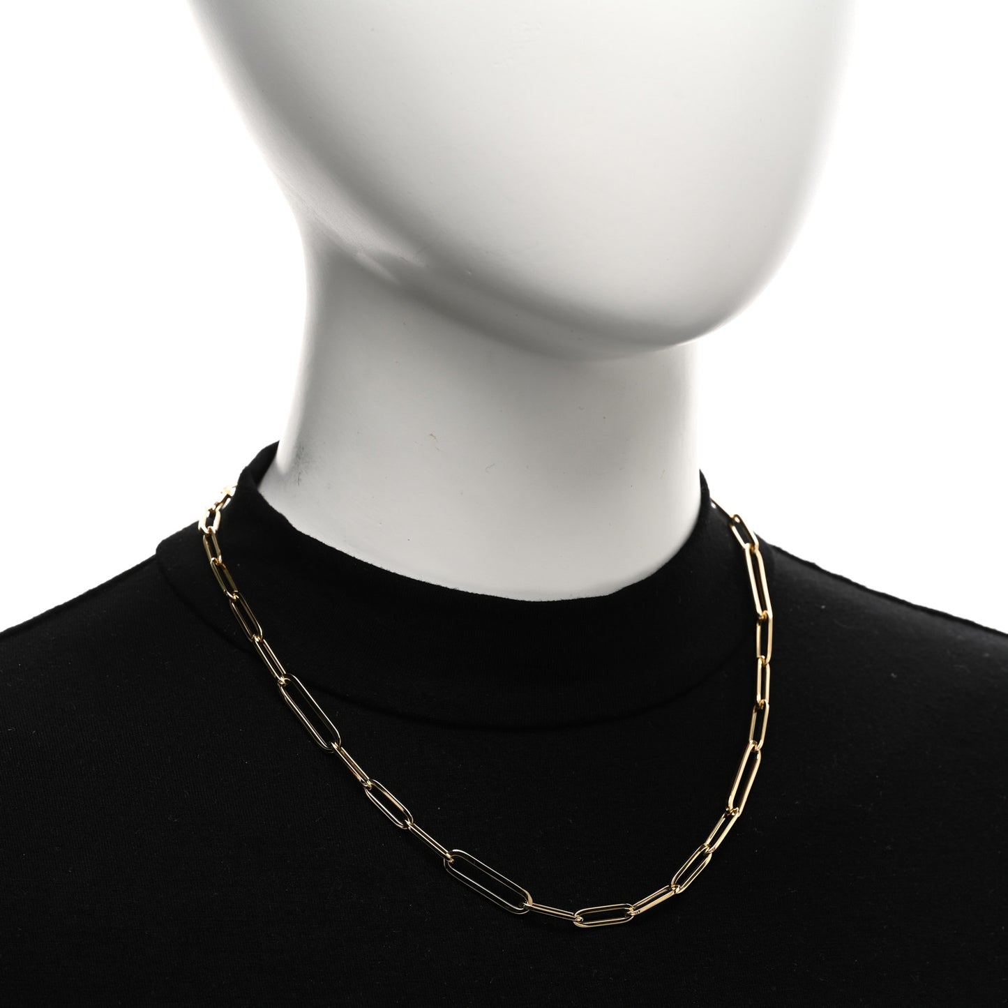 18K Yellow Gold Paper Clip Link Necklace 18"