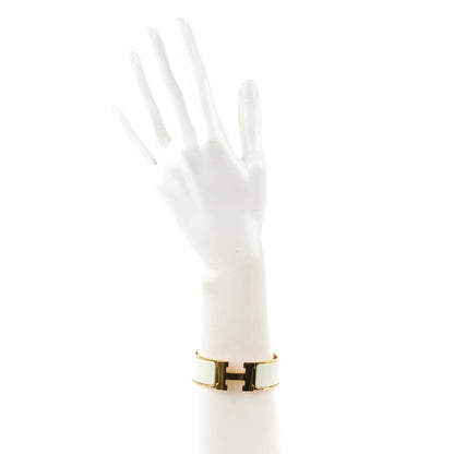 Hermes Enamel Wide Clic Clac H Bracelet GM White 2 of 5