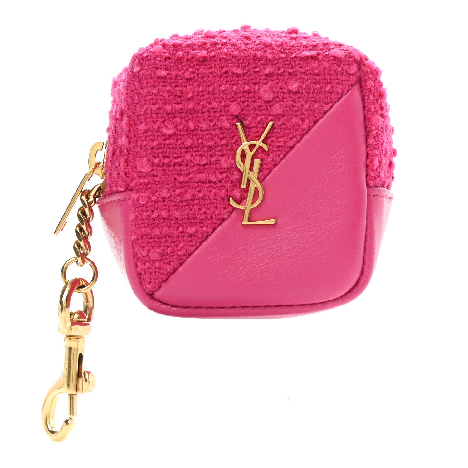 Saint Laurent Boucle Jaime Cube Charm Keychain Magenta 1 of 4