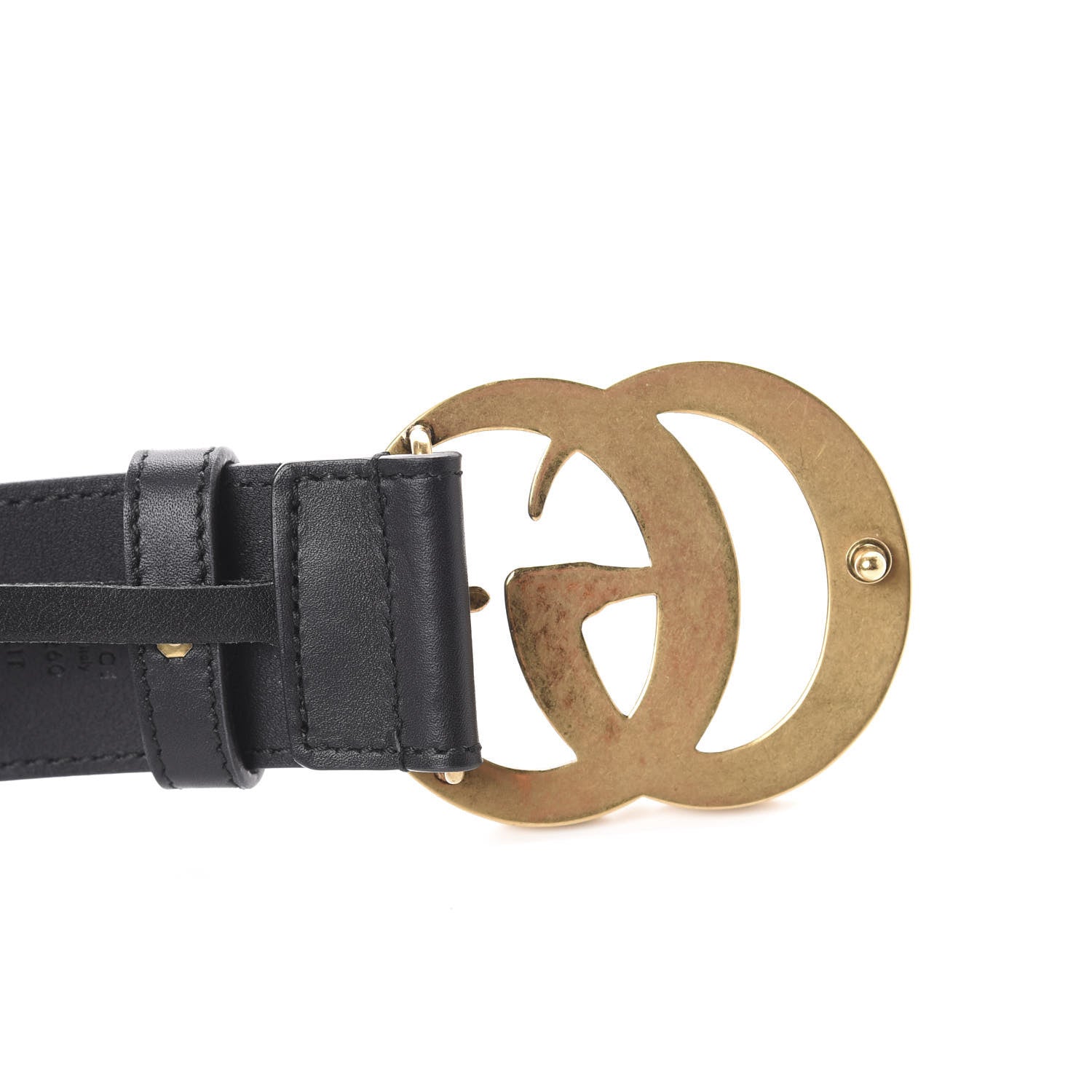 Gucci Moon Calfskin Pearl Double G 40mm Belt 85 34 Black Cream 4 of 6