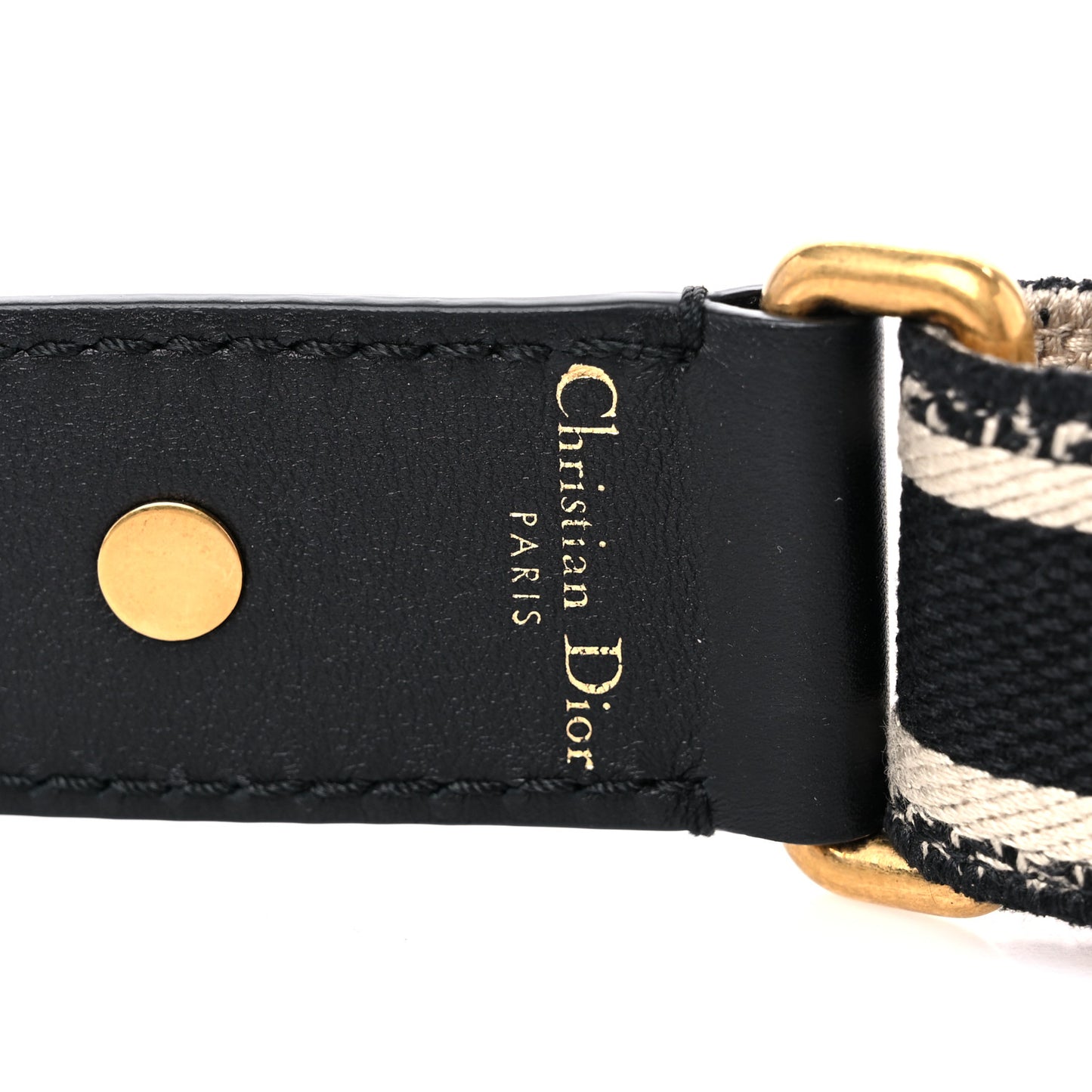 Canvas Embroidered Shoulder Strap Black White