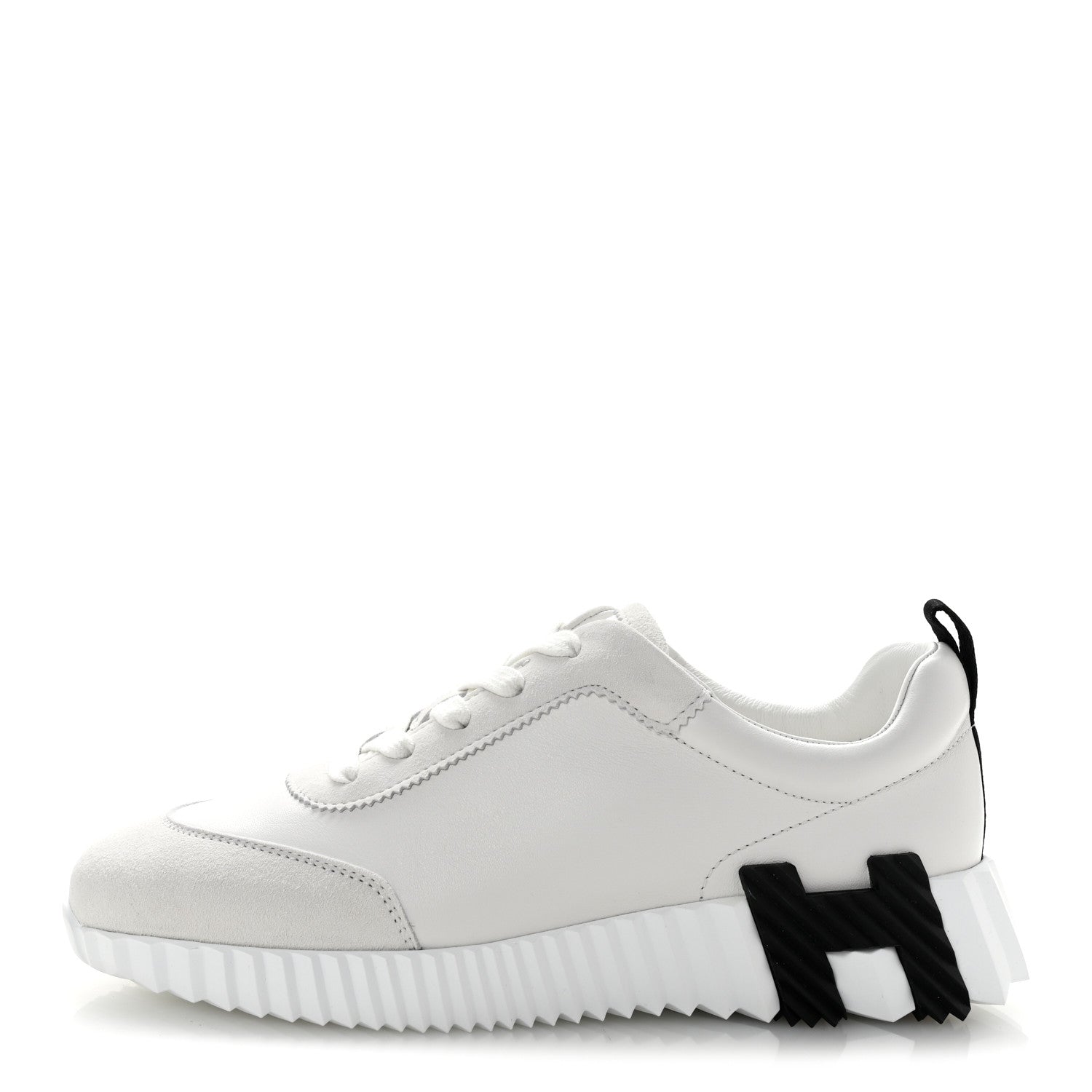 Hermes Calfskin Suede Goatskin Bouncing Sneakers 37 White 1 of 10