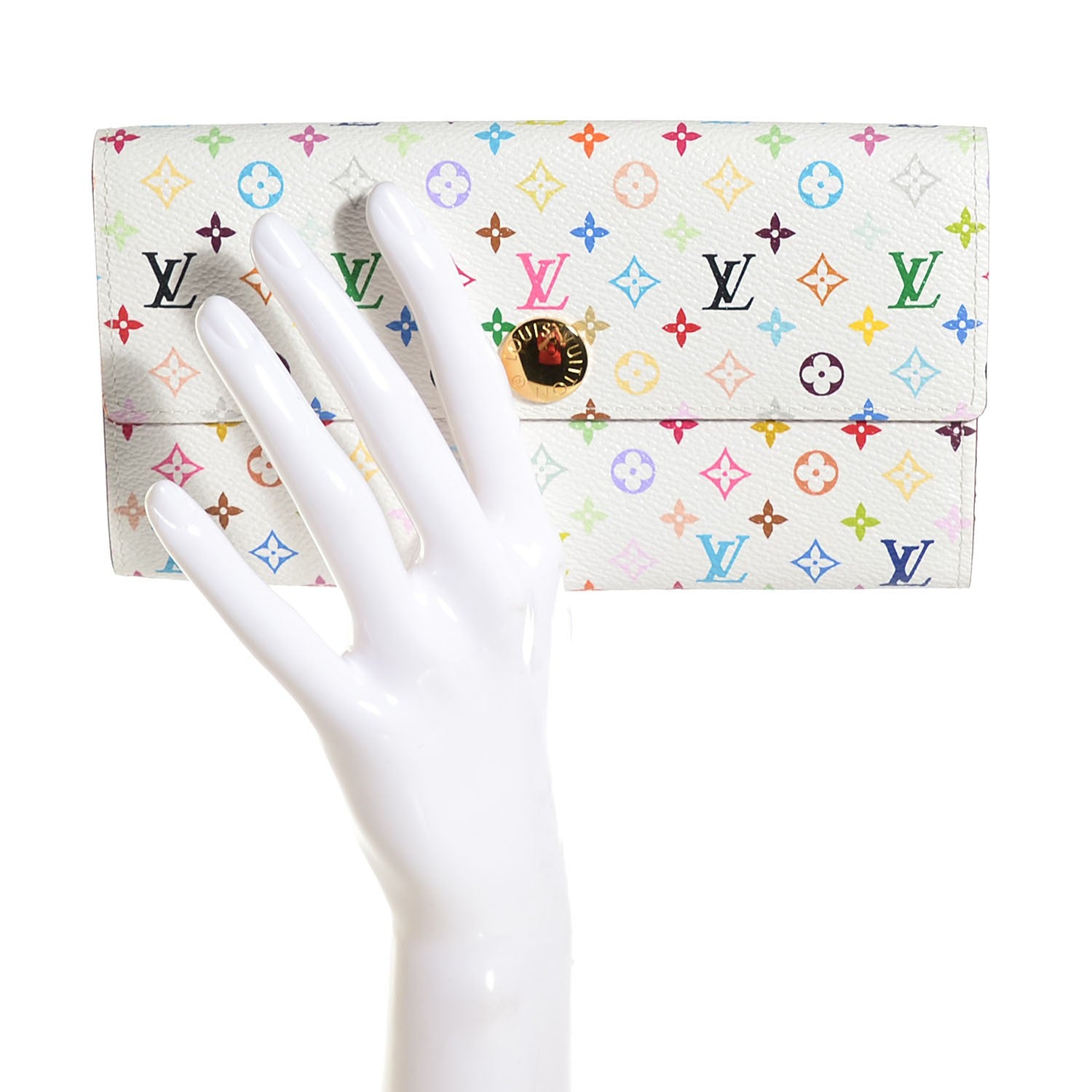 Louis Vuitton Monogram Multicolor Sarah Wallet White Litchi 2 of 6