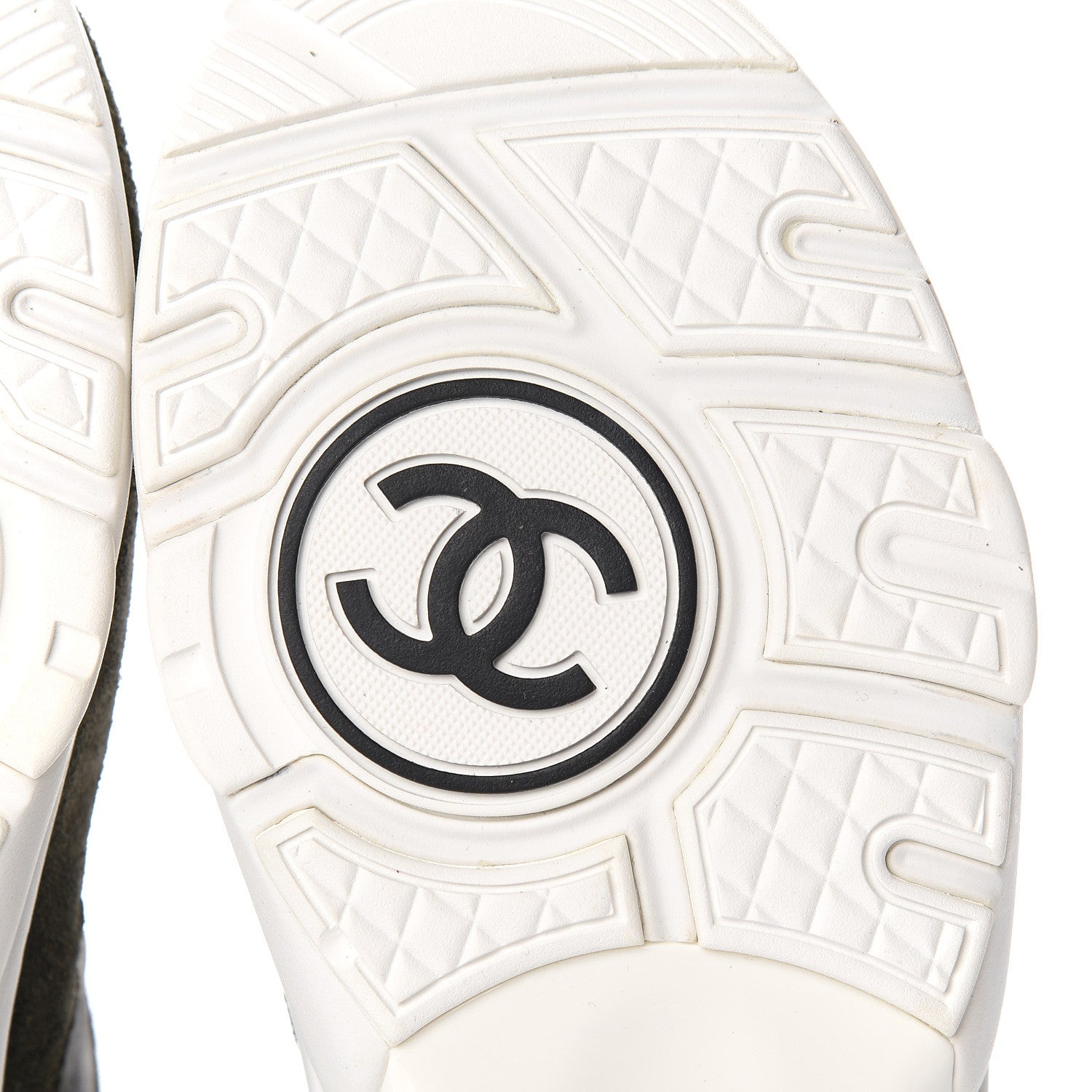 Chanel Fabric Calfskin Suede CC Womens Sneakers 39 Khaki 7 of 10