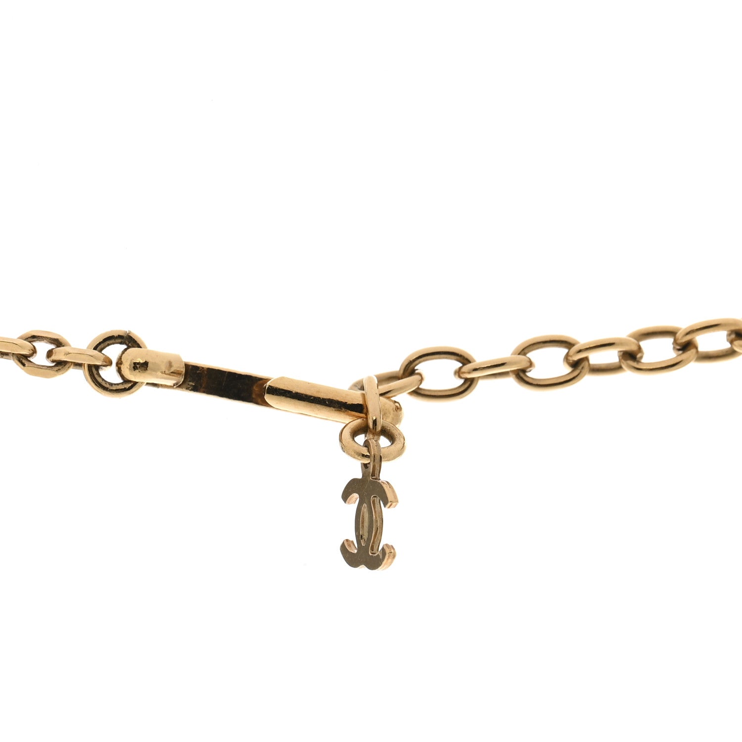 Chanel Resin Pearl CC Necklace Gold White 6 of 7