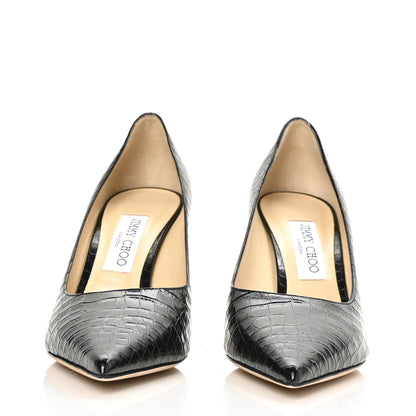 Jimmy Choo Crocodile Embossed Calfskin Love 85 Pump 39.5 Black 2 of 7