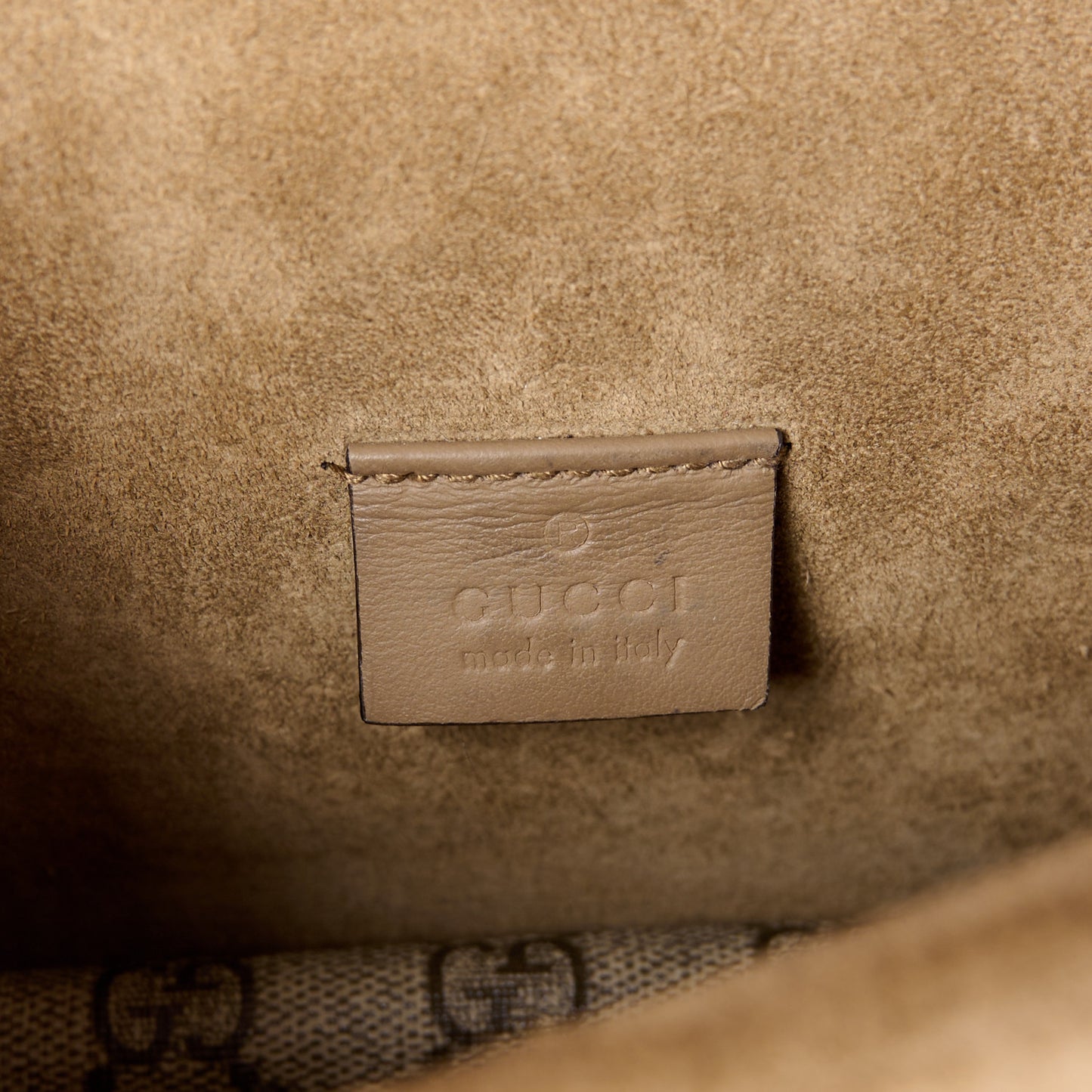 GG Supreme Monogram Suede Crystal Small Dionysus Shoulder Bag Beige Ebony Taupe