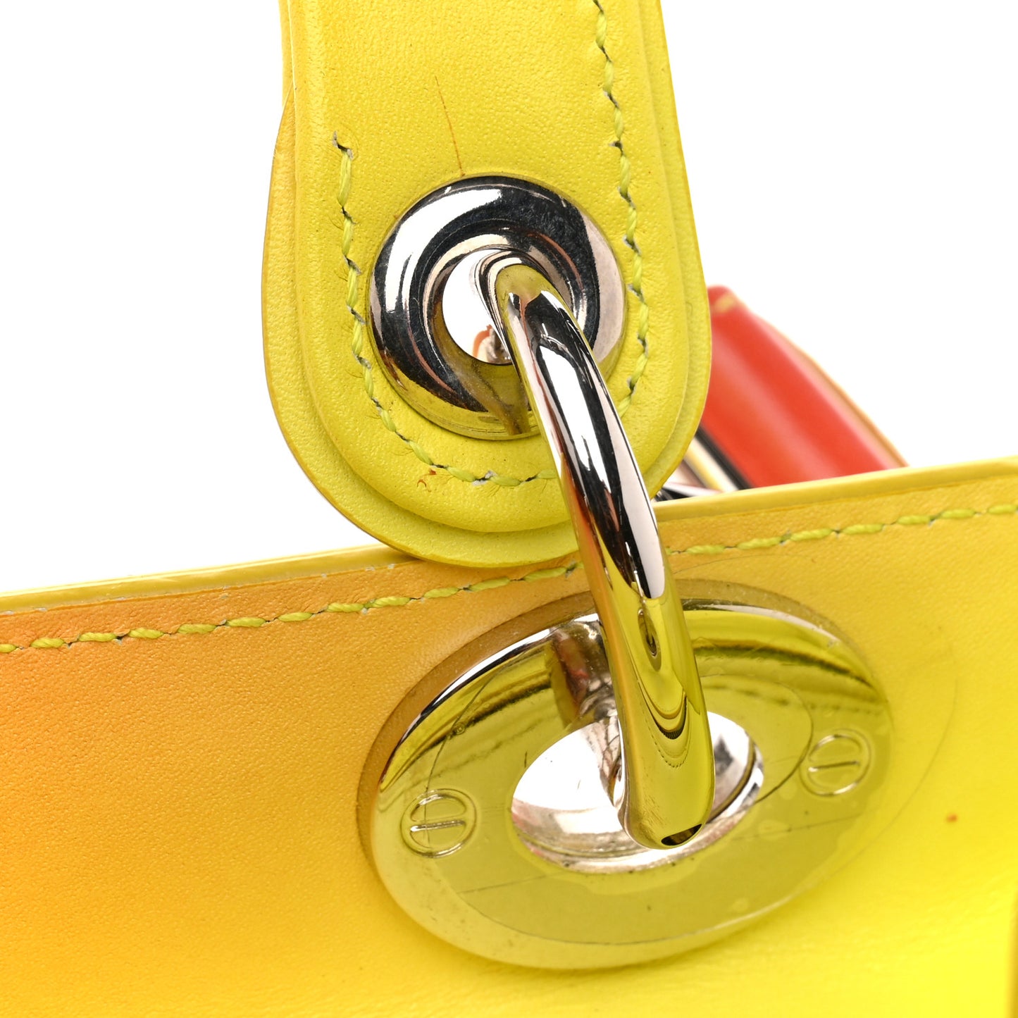 Box Calfskin Gradient Medium Lady Dior Yellow Orange