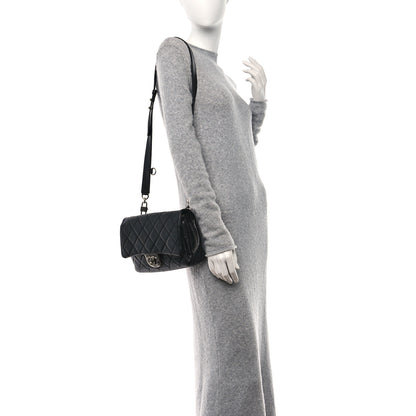 Chanel Shiny Goatskin Quilted Small Double Carry Waist Chain Flap Black 2 of 12