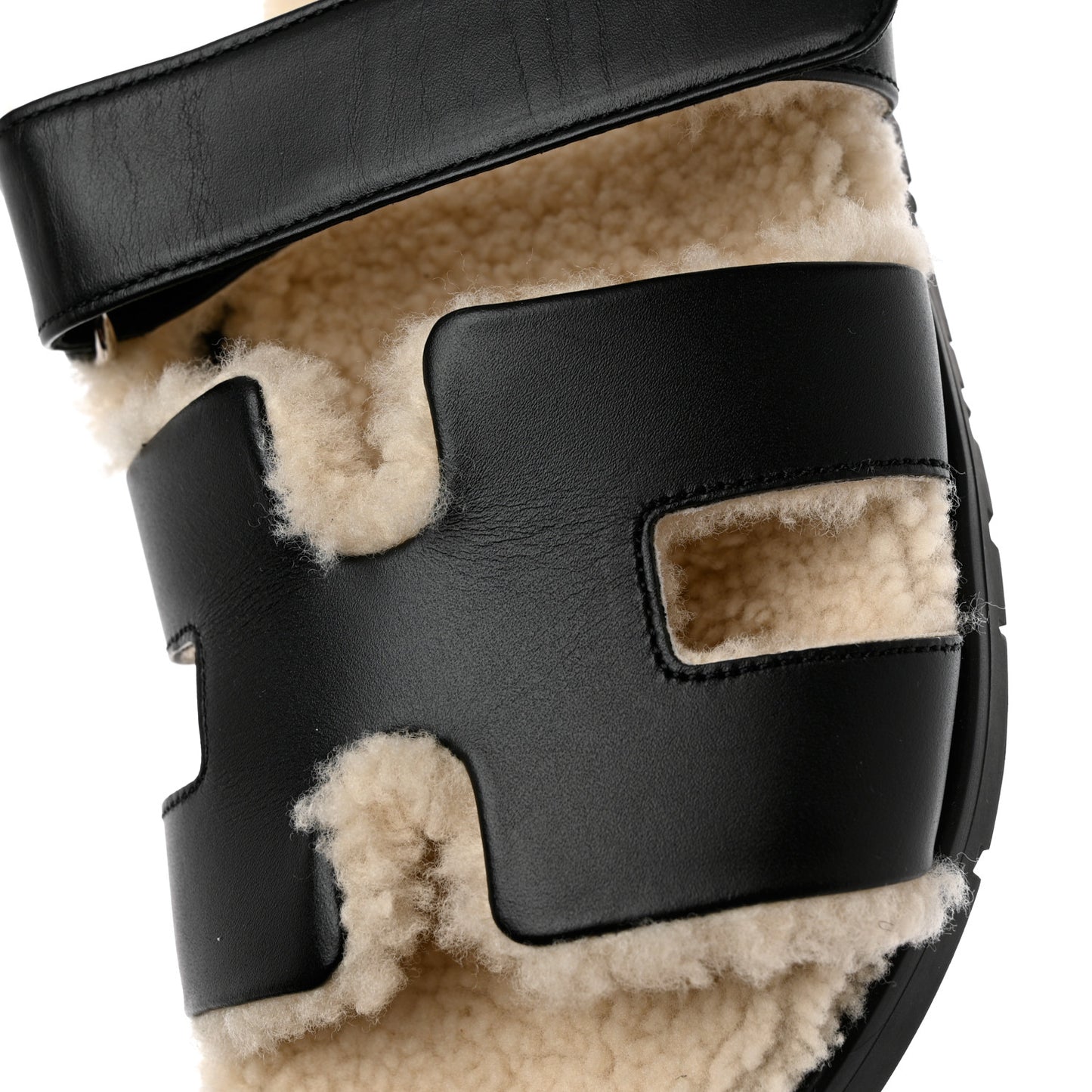 Veau Indios Woolskin Mens Chypre Sandals 38 Black Ecru