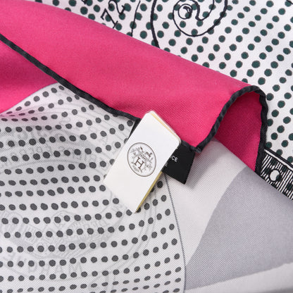 Hermes Silk Manufacture de Boucleries Scarf 90 Blanc Rose Indien Gris 5 of 5