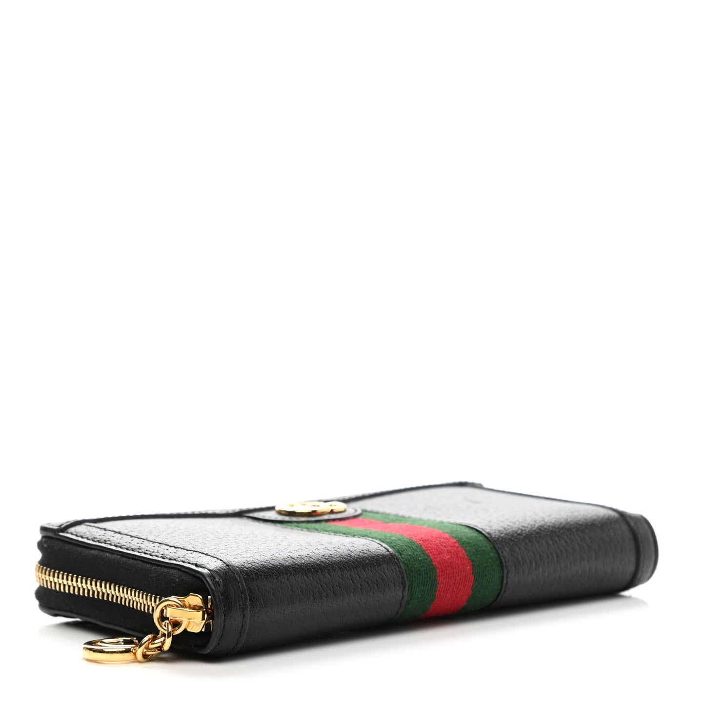 Calfskin Web Ophidia Zip Around Wallet Black