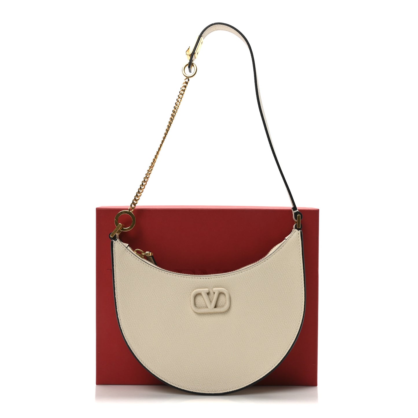 Calfskin Mini Vlogo Hobo Bag White