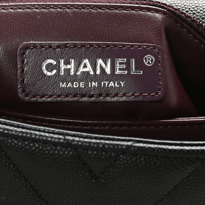 Chanel Caviar Chevron Quilted Mini Coco Handle Flap So Black 6 of 10