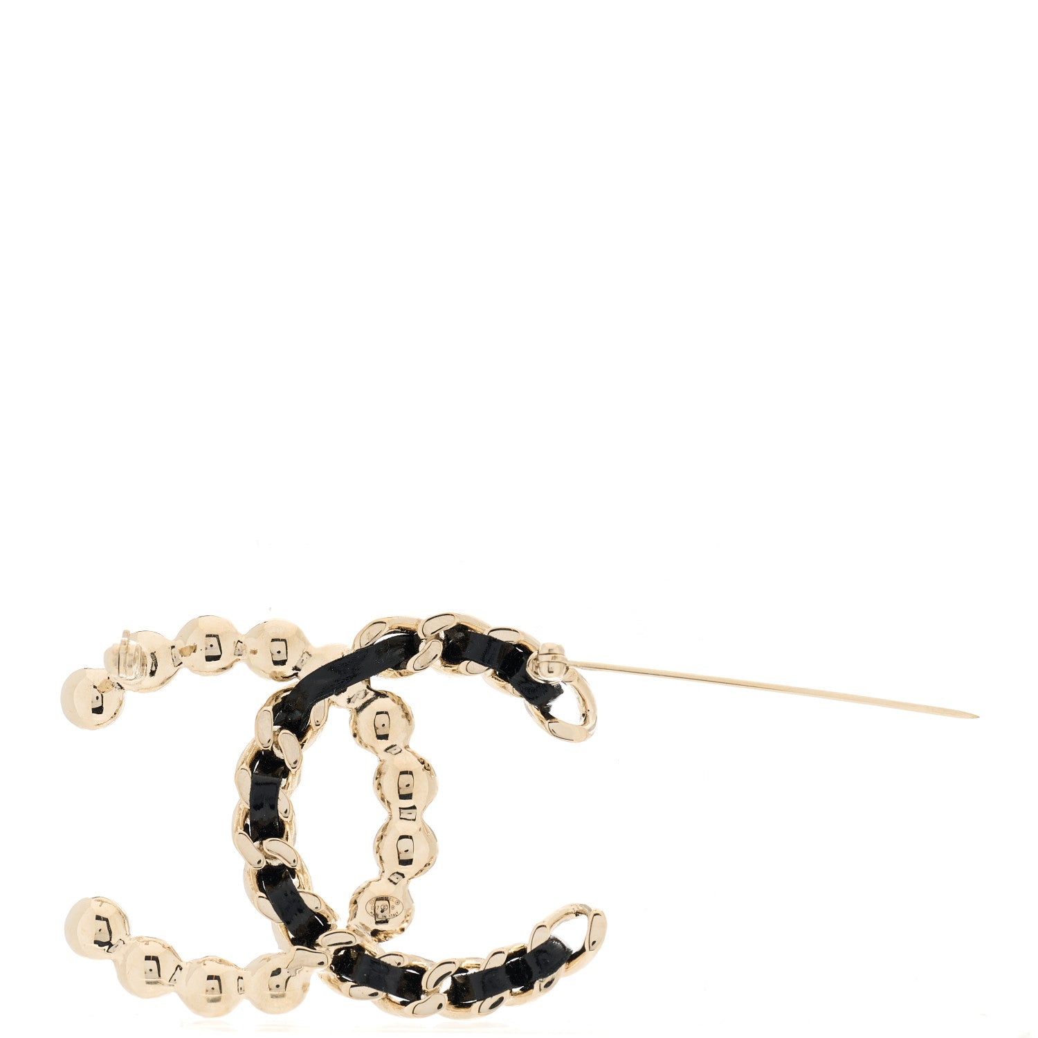 Chanel Lambskin Pearl CC Chain Brooch Black Gold 2 of 3
