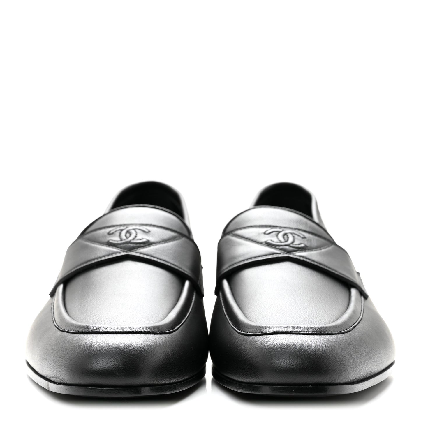 Lambskin Mens Stitched CC Loafers 42 Black