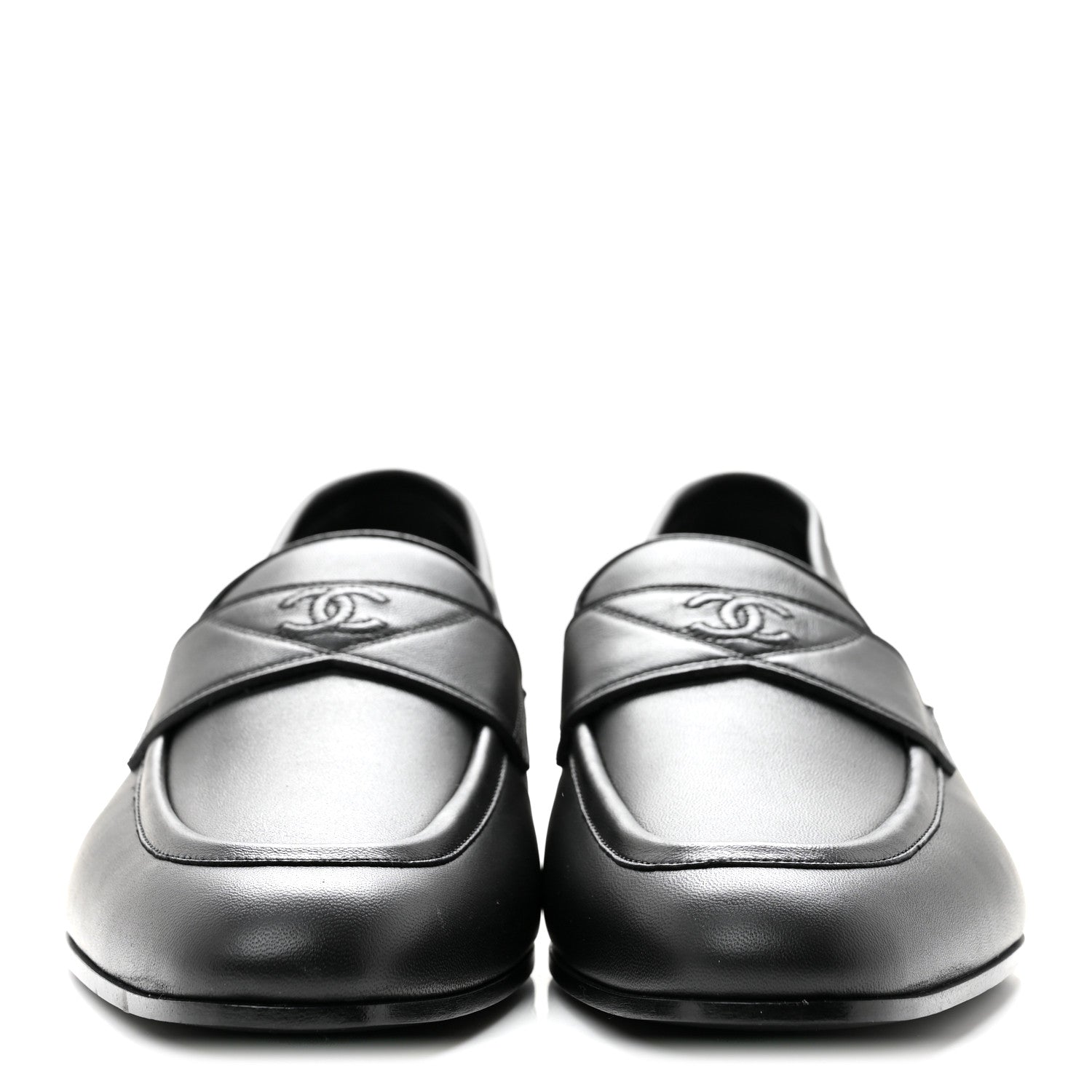 Chanel Lambskin Mens Stitched CC Loafers 42 Black 3 of 9