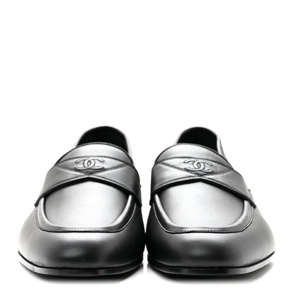 Chanel Lambskin Mens Stitched CC Loafers 42 Black 3 of 9