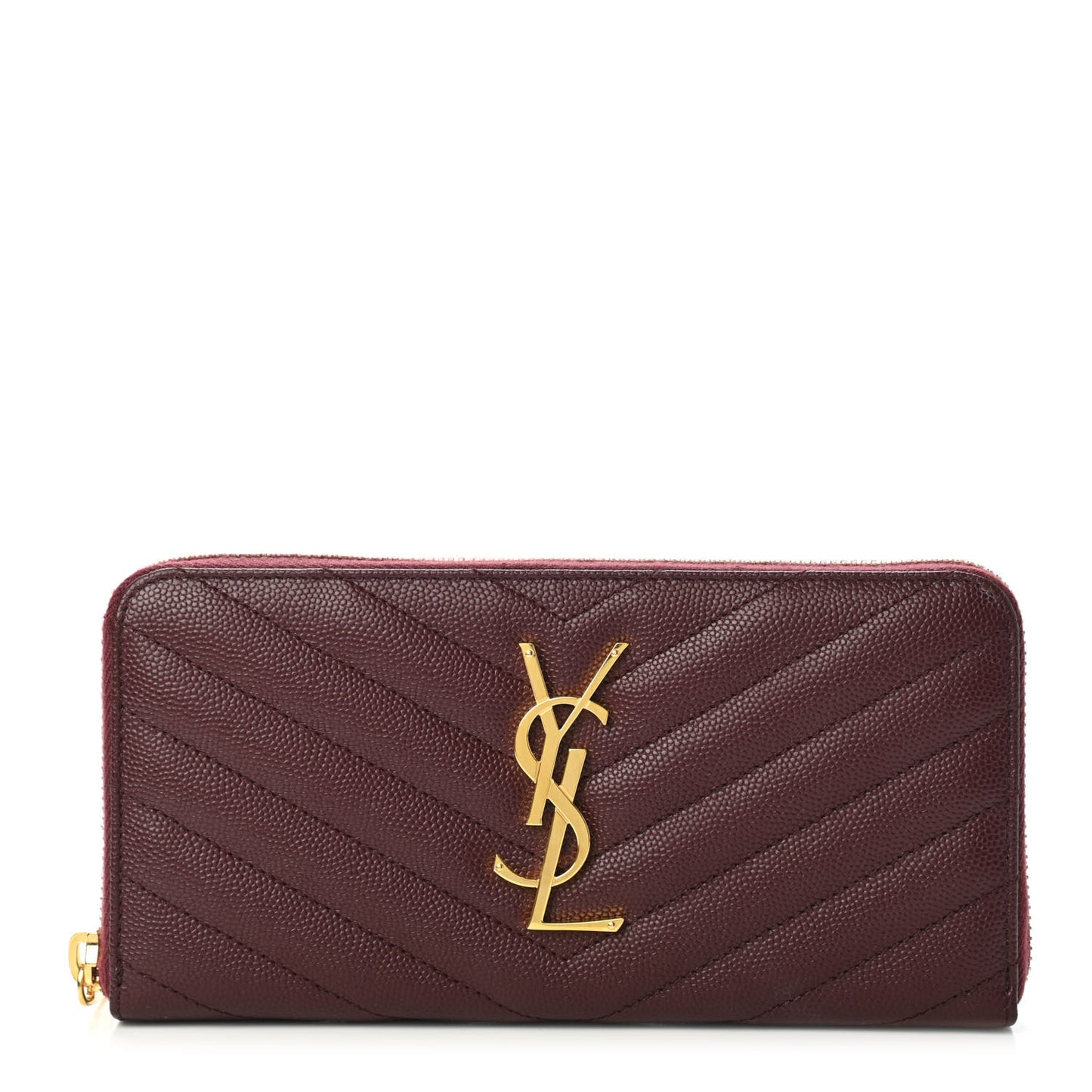 Grain De Poudre Matelasse Chevron Monogram Zip Around Wallet Rouge Legion
