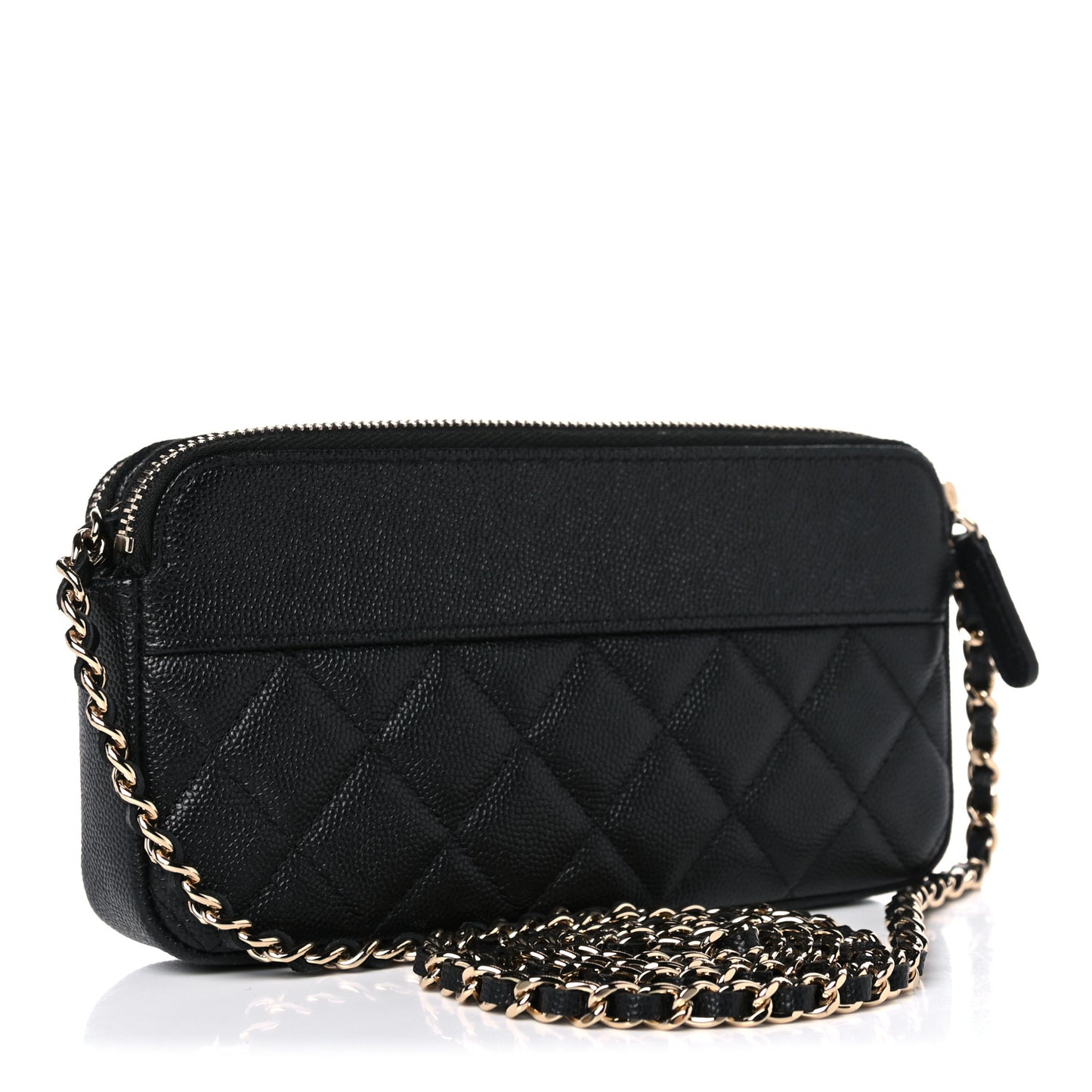 Caviar Quilted Small Vintage Mademoiselle Clutch With Chain Black