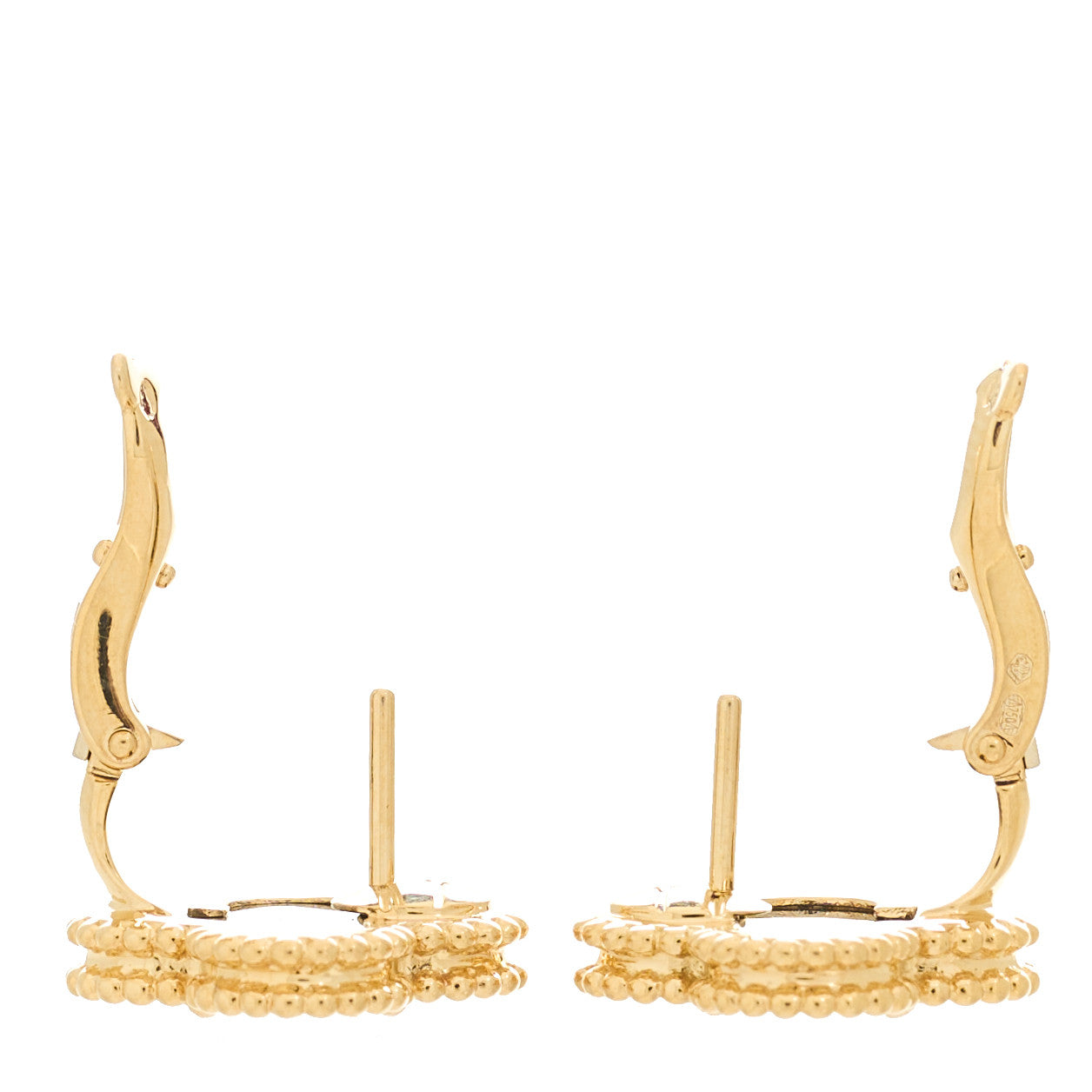 18K Yellow Gold Black Onyx Vintage Alhambra Earrings