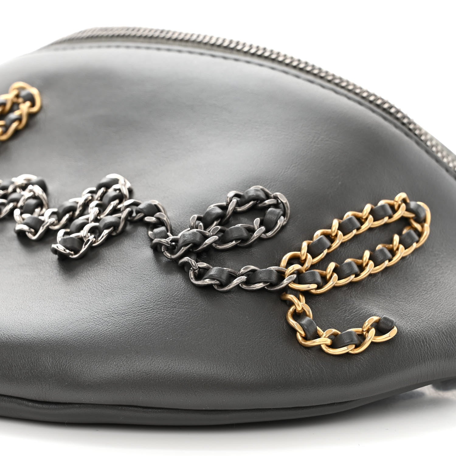 Chanel Calfskin Chain 20s Signe Waist Bag Grey 10 of 10