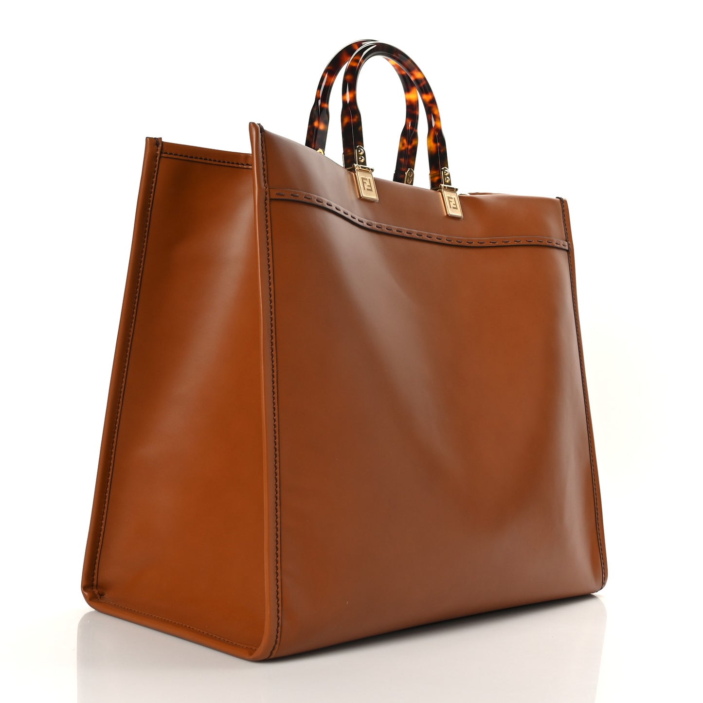 Vitello King Plexiglass Large Fendi Sunshine Shopper Tote Cuoio