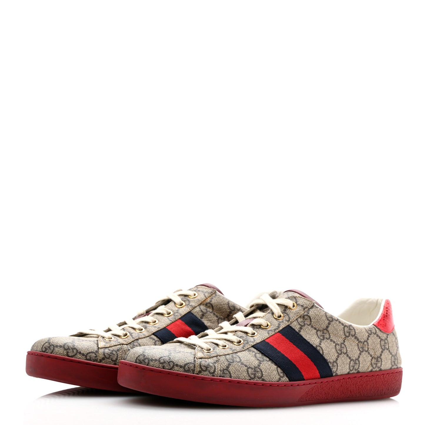 GG Supreme Monogram Ayers Mens New Ace Low-Top Sneaker 11 Blue Red