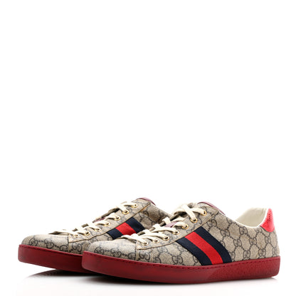 Gucci GG Supreme Monogram Ayers Mens New Ace Low-Top Sneaker 11 Blue Red 3 of 10
