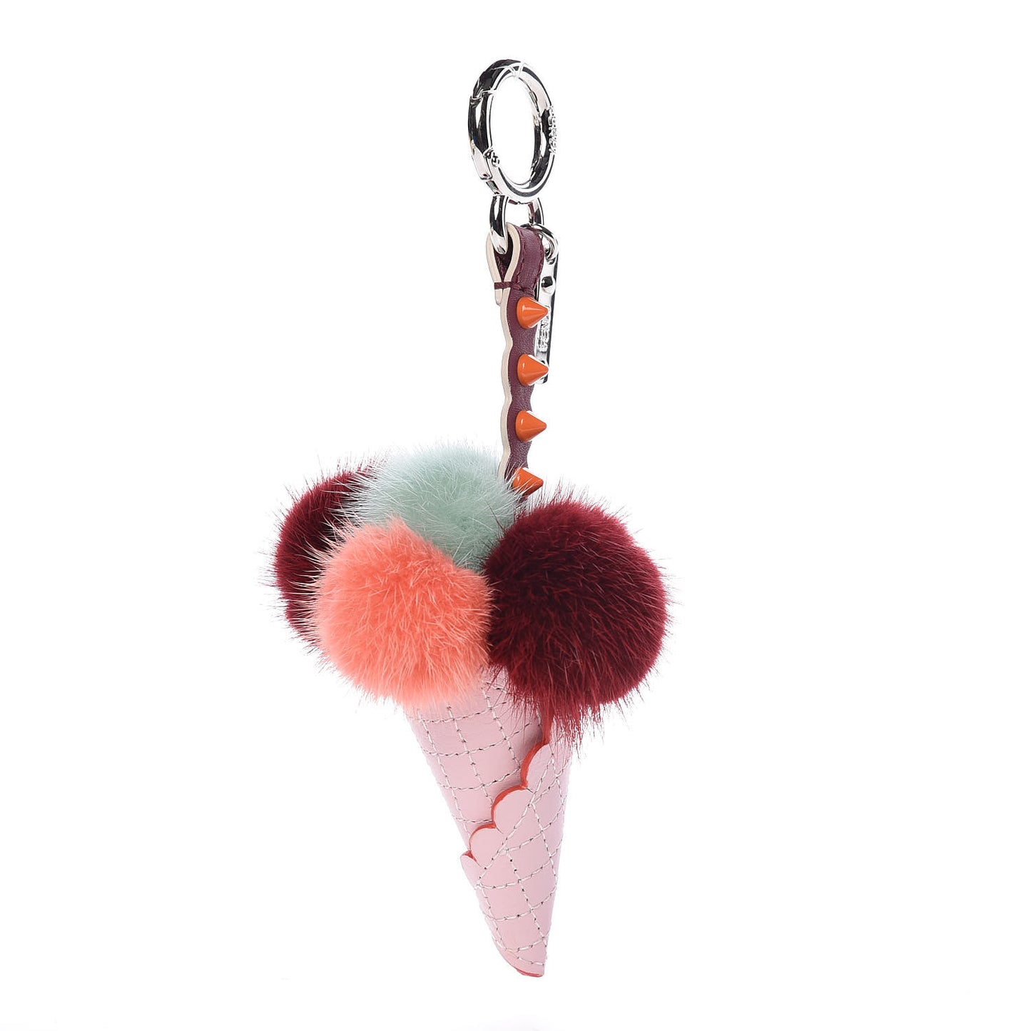 Mink Fur Calfskin Fun Fair Bag Charm Multicolor