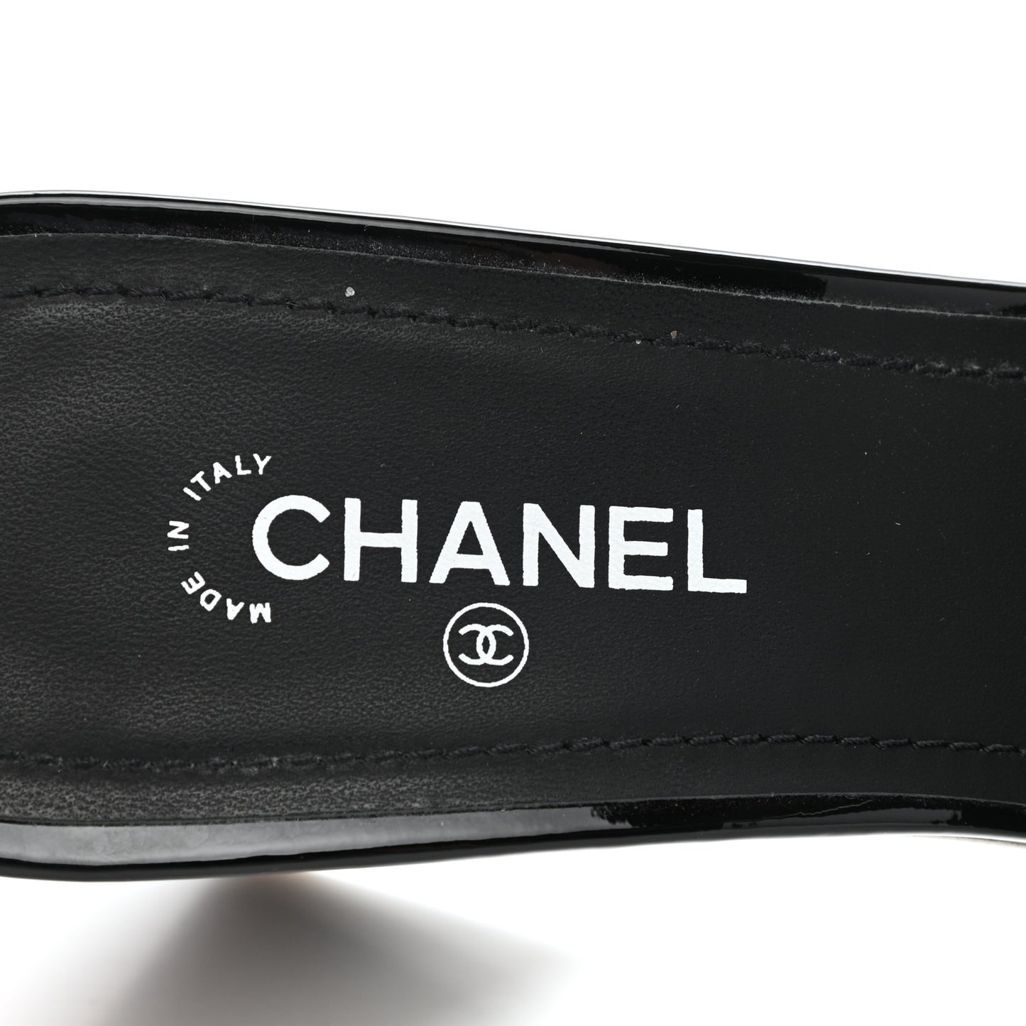 Patent Calfskin Mule 37.5 Black White
