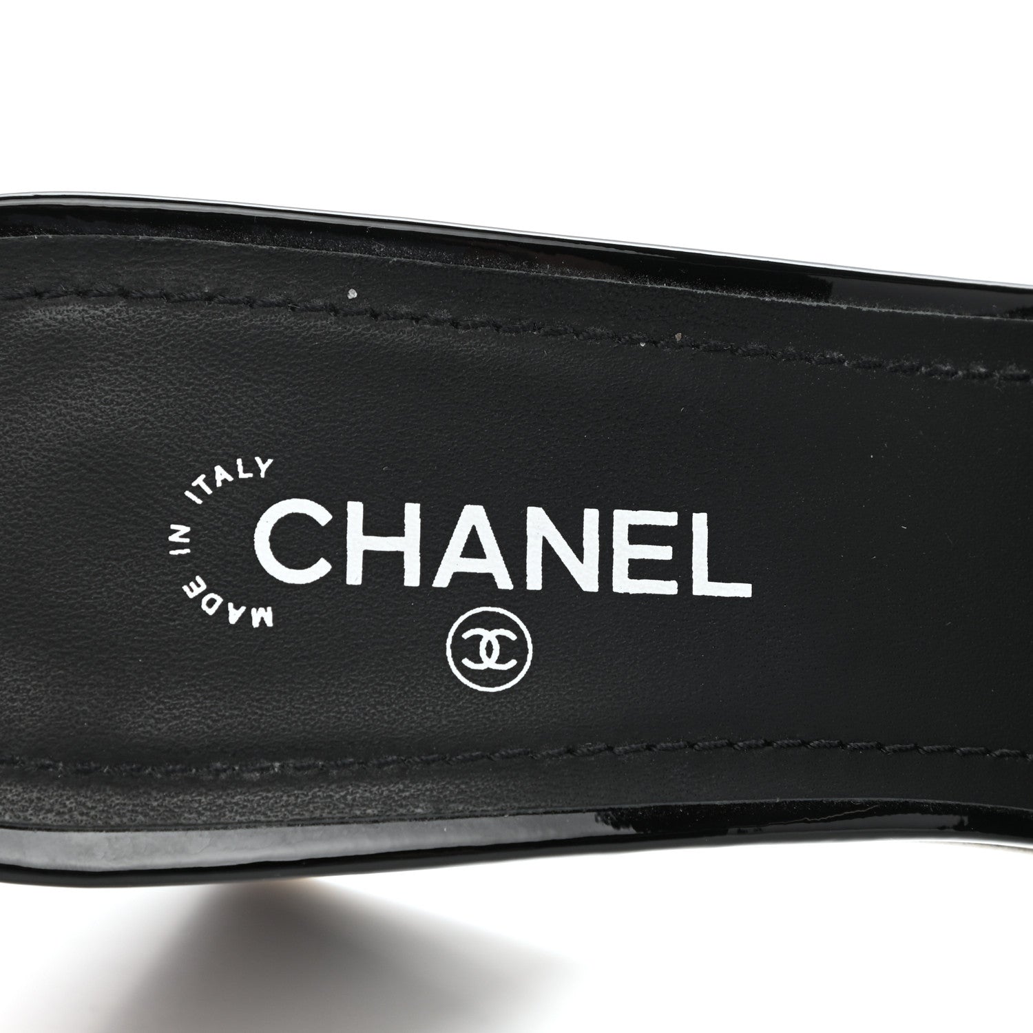 Chanel Patent Calfskin Mule 37.5 Black White 7 of 10