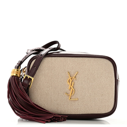 Saint Laurent Calfskin Canvas Monogram Lou Belt Bag Natural Dark Legion Red 1 of 10