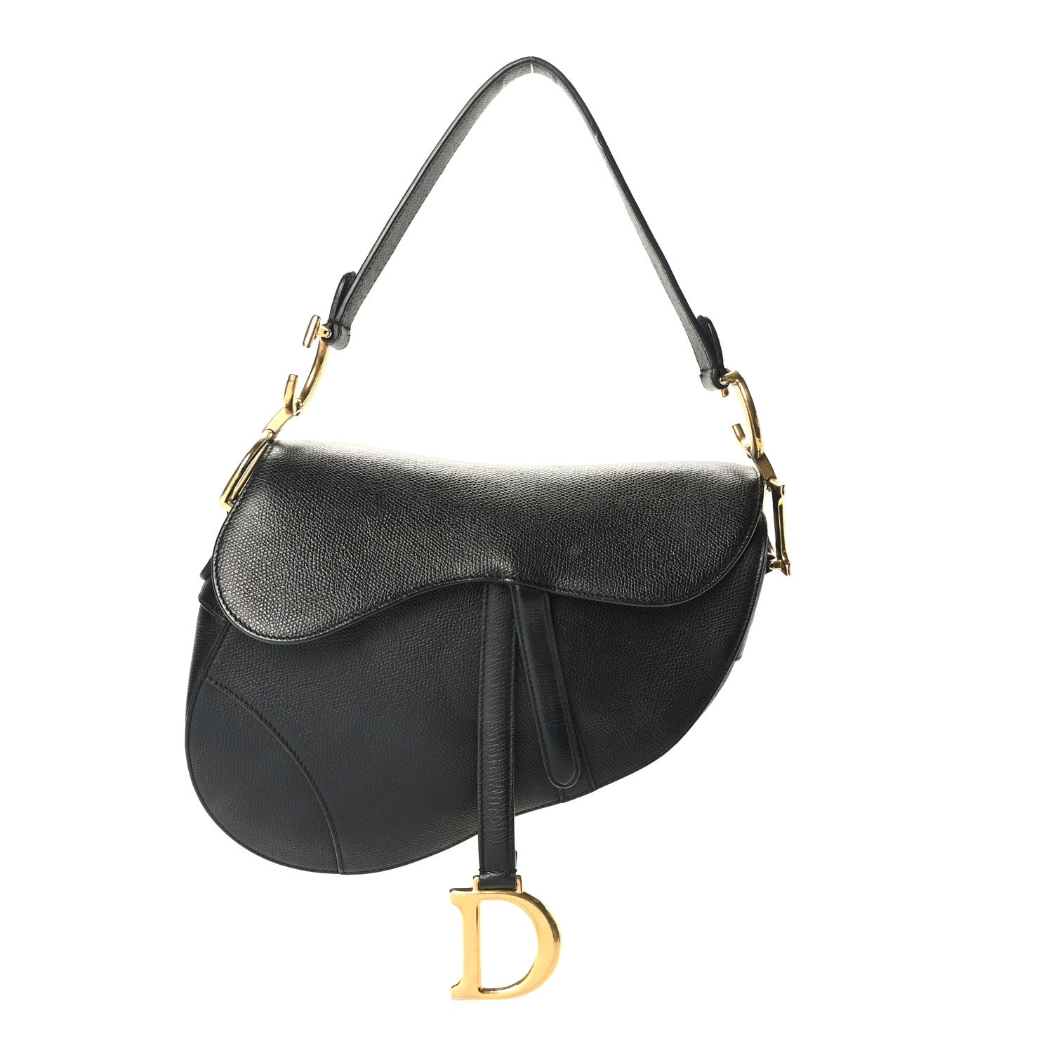 Christian Dior Grained Calfskin Saddle Bag Black 1 of 9