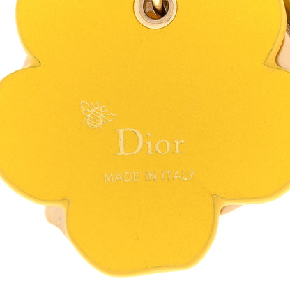Christian Dior Buttercup Calfskin Lacquer Metal Swing Bag Charm Yellow 3 of 6